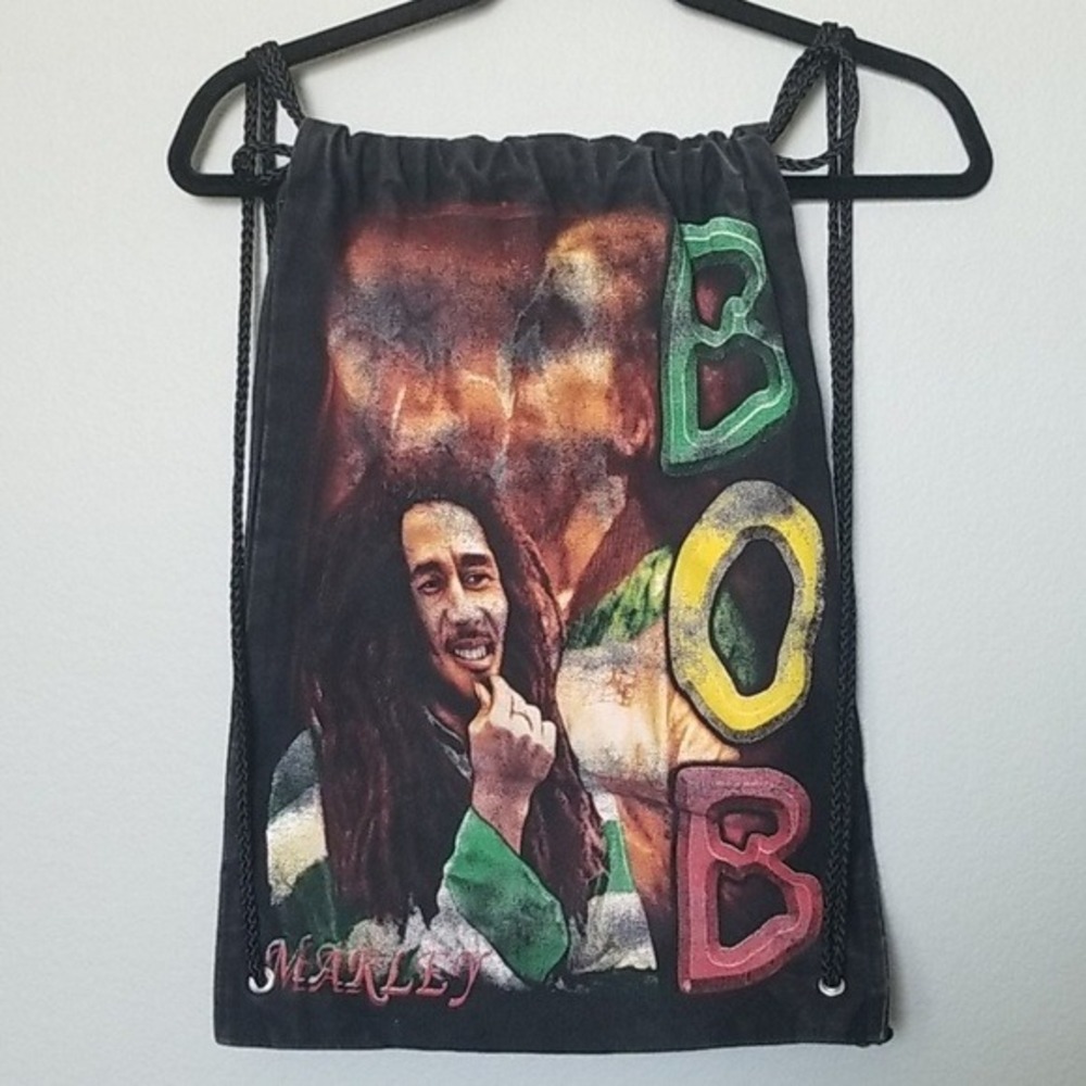 Bob Marley unisex double dual sided graphic canvas drawstring bag